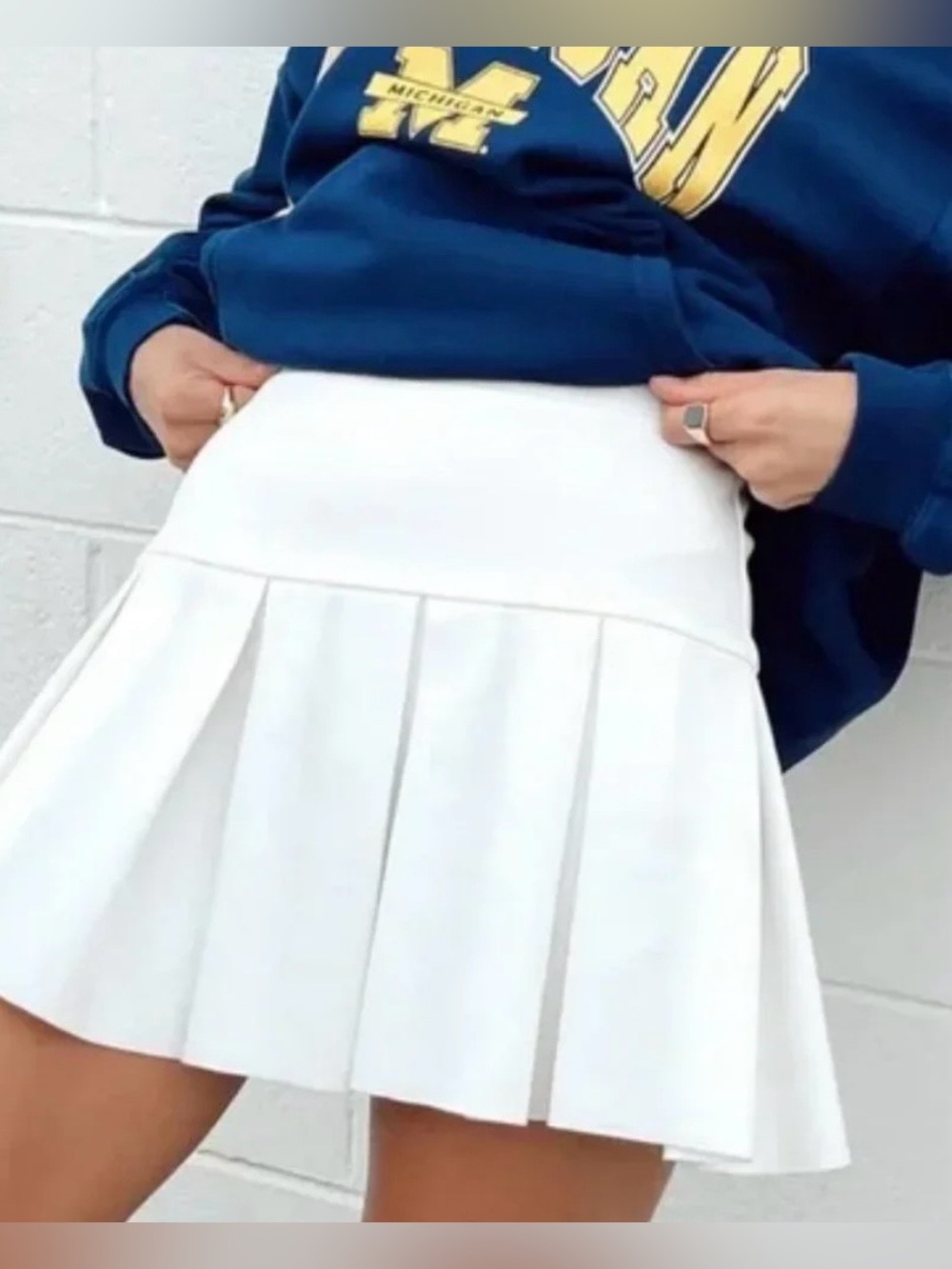 LIONESS Rescue Me Pleat Mini Skirt White Medium Stretch Preppy REVOLVE